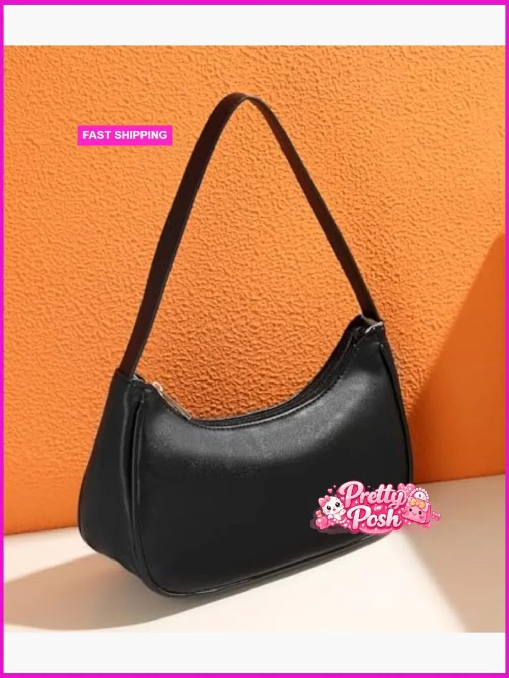 Vegan Leather Hobo Shoulder Bag with Zipper Closure